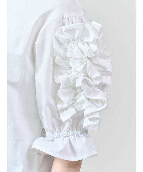 DOLLUPOOPS（ドールアップウップス）の「フリルモチーフスリーブトップス（Tシャツ/カットソー・レディース・オフホワイト/ブラック・38）」の9枚目の写真