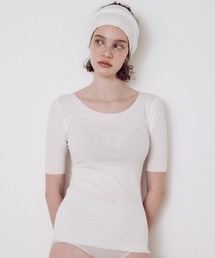 eCALME（エカルム）の「eCALME/エカルム RIB CUTOFF 汗取り付き5分袖インナー（インナーウェア/肌着）」