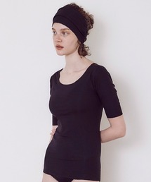 eCALME（エカルム）の「eCALME/エカルム RIB CUTOFF 汗取り付き5分袖インナー（インナーウェア/肌着）」