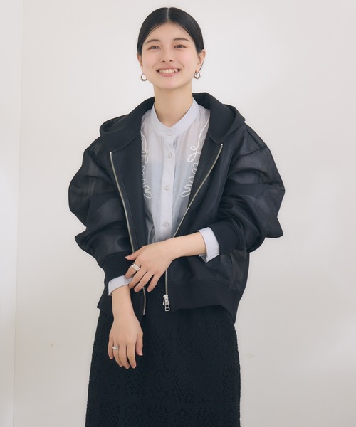 KATHARINE ROSS（キャサリンロス）の「【KATHARINE ROSS】シアーダンボールパーカー（パーカー・レディース・ライトブルー/ブラック・MEDIUM）」の16枚目の写真