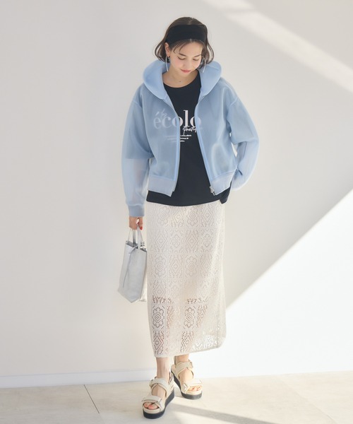 KATHARINE ROSS（キャサリンロス）の「【KATHARINE ROSS】シアーダンボールパーカー（パーカー・レディース・ライトブルー/ブラック・MEDIUM）」の4枚目の写真