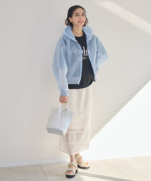 KATHARINE ROSS（キャサリンロス）の「【KATHARINE ROSS】シアーダンボールパーカー（パーカー・レディース・ライトブルー/ブラック・MEDIUM）」の5枚目の写真