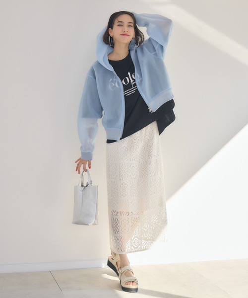 KATHARINE ROSS（キャサリンロス）の「【KATHARINE ROSS】シアーダンボールパーカー（パーカー・レディース・ライトブルー/ブラック・MEDIUM）」の6枚目の写真