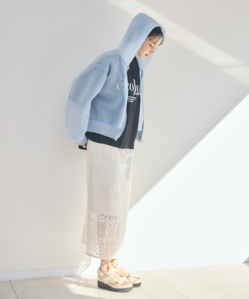 KATHARINE ROSS（キャサリンロス）の「【KATHARINE ROSS】シアーダンボールパーカー（パーカー・レディース・ライトブルー/ブラック・MEDIUM）」の12枚目の写真