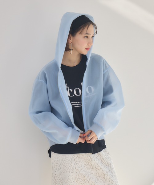 KATHARINE ROSS（キャサリンロス）の「【KATHARINE ROSS】シアーダンボールパーカー（パーカー・レディース・ライトブルー/ブラック・MEDIUM）」の14枚目の写真