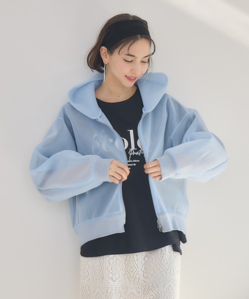 KATHARINE ROSS（キャサリンロス）の「【KATHARINE ROSS】シアーダンボールパーカー（パーカー・レディース・ライトブルー/ブラック・MEDIUM）」の10枚目の写真