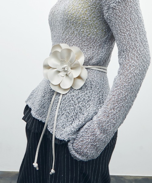 uyu.（ウユ）の「PUレザーローズベルト（ベルト・レディース・ホワイト/ブラック/ピンク・FREE）」の2枚目の写真