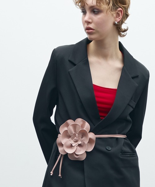 uyu.（ウユ）の「PUレザーローズベルト（ベルト・レディース・ホワイト/ブラック/ピンク・FREE）」の6枚目の写真