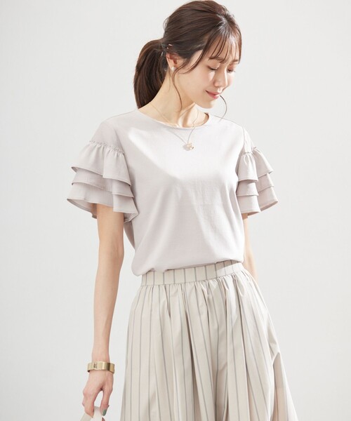 組曲（クミキョク）の「コットンポンチシア－スリーブ ブラウス（Tシャツ/カットソー・レディース・アイボリー系/ピンク系/ブラック系・3/2）」の3枚目の写真