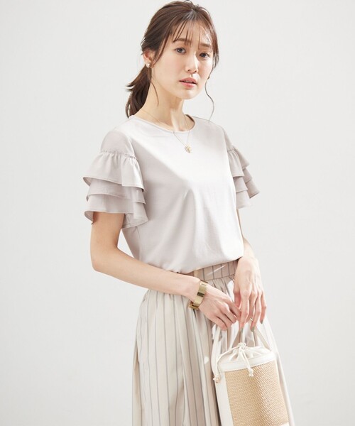 組曲（クミキョク）の「コットンポンチシア－スリーブ ブラウス（Tシャツ/カットソー・レディース・アイボリー系/ピンク系/ブラック系・3/2）」の16枚目の写真