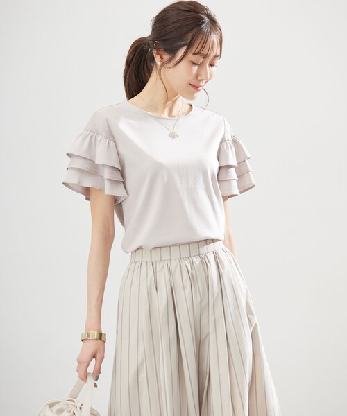組曲（クミキョク）の「コットンポンチシア－スリーブ ブラウス（Tシャツ/カットソー・レディース・アイボリー系/ピンク系/ブラック系・3/2）」の17枚目の写真