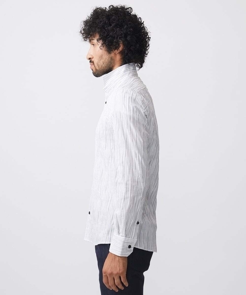 MICHEL KLEIN HOMME (ミッシェルクランオム)の「ストライプタックスタンドカラー長袖シャツ(シャツ/ブラウス・メンズ・ホワイト/ライトブルー/ブラック・MEDIUM/LARGE/X-LARGE)」の12枚目の写真