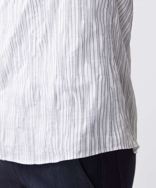 MICHEL KLEIN HOMME (ミッシェルクランオム)の「ストライプタックスタンドカラー長袖シャツ(シャツ/ブラウス・メンズ・ホワイト/ライトブルー/ブラック・MEDIUM/LARGE/X-LARGE)」の16枚目の写真