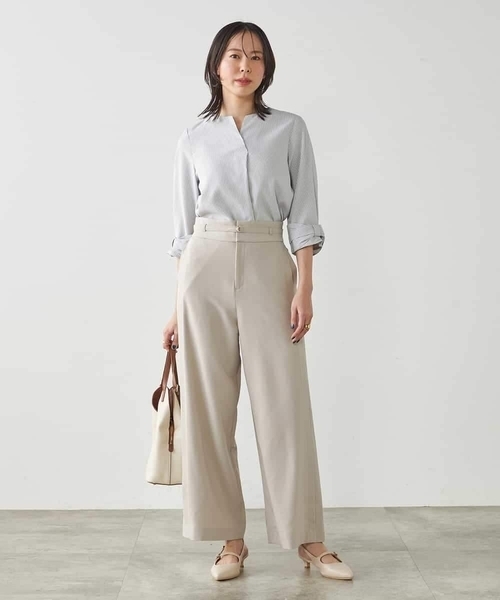 a.v.v(アーヴェヴェ)の「【洗える/ストレッチ】ベルテッドワイドストレートパンツ(スラックス・レディース・ブラック/ベージュ・38/40)」の22枚目の写真