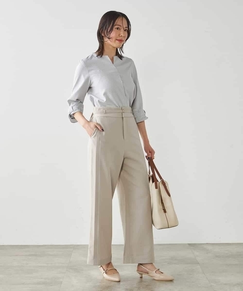 a.v.v(アーヴェヴェ)の「【洗える/ストレッチ】ベルテッドワイドストレートパンツ(スラックス・レディース・ブラック/ベージュ・38/40)」の20枚目の写真