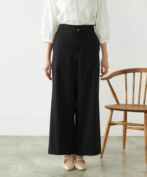 a.v.v(アーヴェヴェ)の「【洗える/ストレッチ】ベルテッドワイドストレートパンツ(スラックス・レディース・ブラック/ベージュ・38/40)」の11枚目の写真