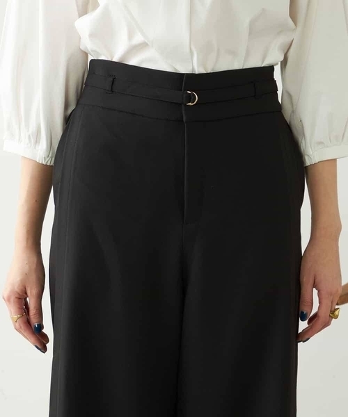 a.v.v(アーヴェヴェ)の「【洗える/ストレッチ】ベルテッドワイドストレートパンツ(スラックス・レディース・ブラック/ベージュ・38/40)」の8枚目の写真