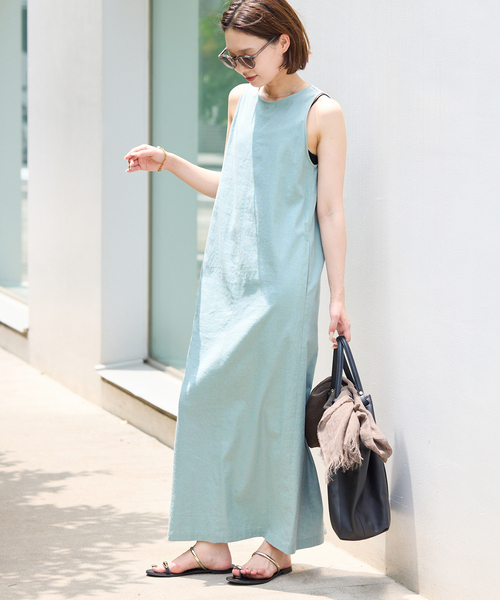 7/20 2000円お値下げWEB限定リネンレーヨンノースリーブナローワンピース リネンレーヨンノースリーブナローワンピース（ワンピース