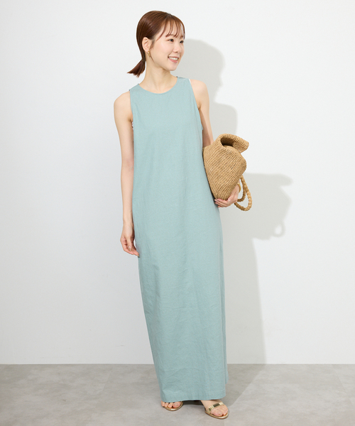 SLOBE IENA(スローブイエナ)の「リネンレーヨンノースリーブナローワンピース(ワンピース・レディース・ブラック/サックスブルー/ピンク・36/38)」の8枚目の写真