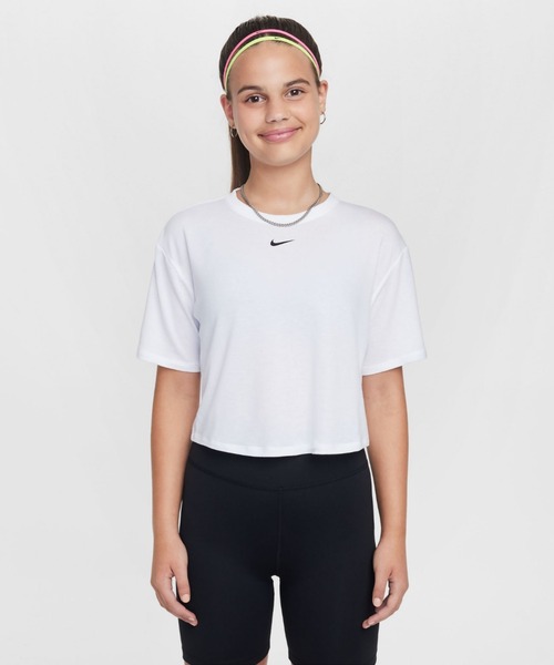 NIKE(ナイキ)の「ナイキ ワン リラックスド ジュニア (ガールズ) Dri-FIT ショートスリーブ トップ / Nike One Relaxed Big Kids' (Girls') Dri-FIT Short-Sleeve Top FZ5602-100 White(Tシャツ/カットソー・キッズ・ホワイト・160/150/140/130)」の1枚目の写真