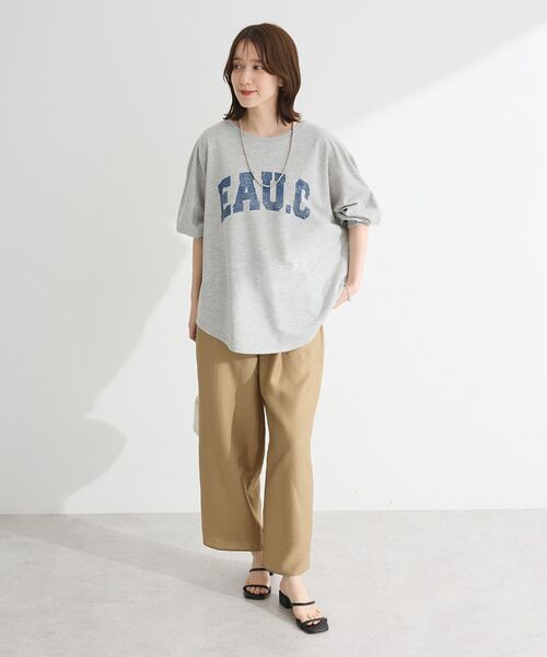 Green Parks(グリーンパークス)の「7分袖ミニ裏毛ドルマンロゴプルオーバー(Tシャツ/カットソー・レディース・ネイビー/イエロー/オフホワイト/杢グレー・FREE)」の15枚目の写真