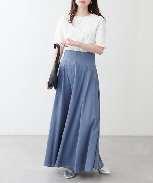 natural couture(ナチュラルクチュール)の「スモッキングポコポコジャガードショートT(Tシャツ/カットソー・レディース・ミント/モカ/イエロー/ブラック/オフホワイト・FREE)」の9枚目の写真