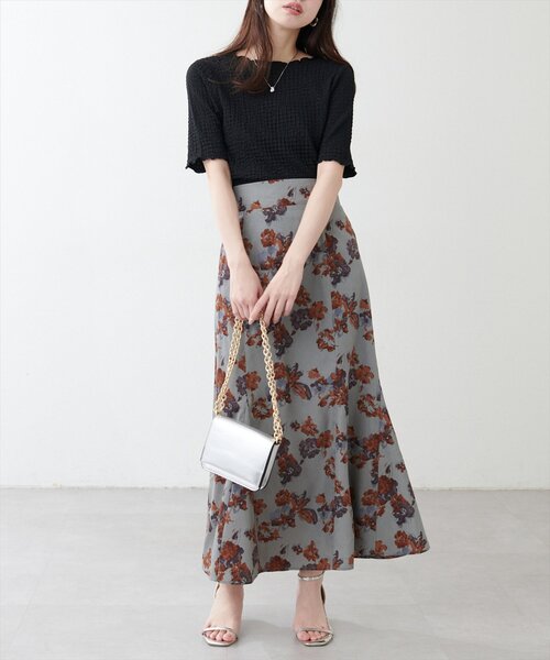 natural couture(ナチュラルクチュール)の「スモッキングポコポコジャガードショートT(Tシャツ/カットソー・レディース・ミント/モカ/イエロー/ブラック/オフホワイト・FREE)」の13枚目の写真
