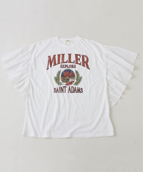 CUBE SUGAR（キューブシュガー）の「26/-天竺×布帛袖フリルビッグTシャツ（Tシャツ/カットソー・レディース・スミクロ/グリーン/ベージュ/ホワイト/マルチ・M）」の17枚目の写真