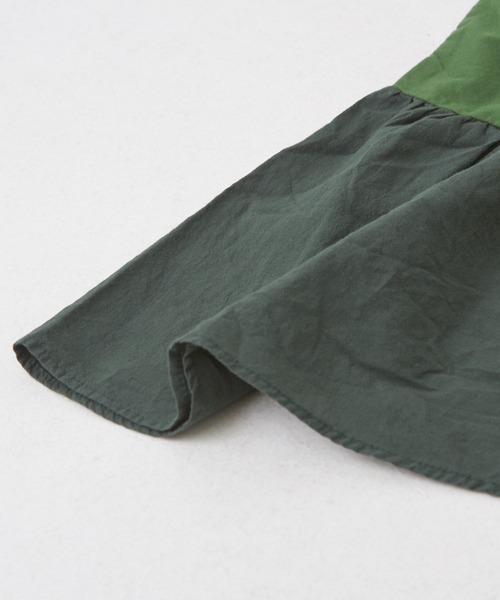 CUBE SUGAR（キューブシュガー）の「26/-天竺×布帛袖フリルビッグTシャツ（Tシャツ/カットソー・レディース・スミクロ/グリーン/ベージュ/ホワイト/マルチ・M）」の11枚目の写真