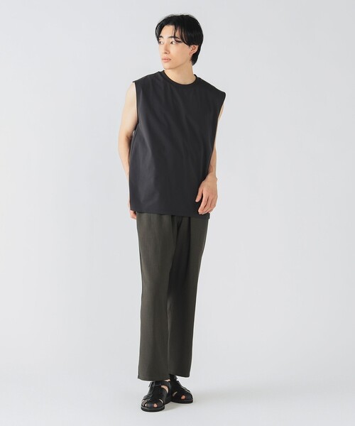 BEAMS HEART（ビームスハート）の「テック ノースリーブ【吸水速乾・UVカット・耐塩素】（Tシャツ/カットソー・メンズ・チャコールグレー/ホワイト・SMALL/LARGE/MEDIUM）」の4枚目の写真