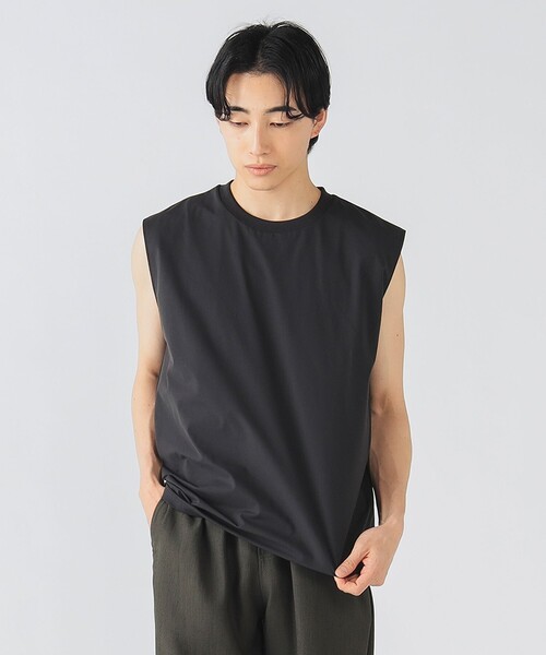 BEAMS HEART（ビームスハート）の「テック ノースリーブ【吸水速乾・UVカット・耐塩素】（Tシャツ/カットソー・メンズ・チャコールグレー/ホワイト・SMALL/LARGE/MEDIUM）」の5枚目の写真