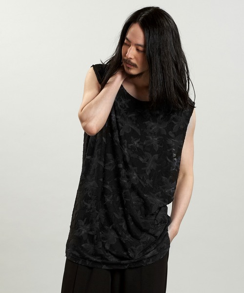 NO ID.（ノーアイディ）の「【NO ID.】Drape Sleeveless Pullover / ドレープ スリーブレス プルオーバー（Tシャツ/カットソー・メンズ・ホワイト/ブラック・ONE SIZE）」の22枚目の写真