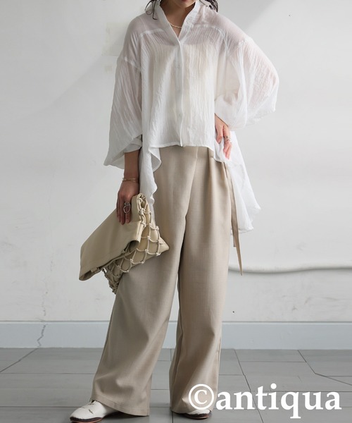 antiqua(アンティカ)の「フラッフィーガーゼシャツ(シャツ/ブラウス・レディース・ホワイト/ブラック・ONESIZE)」の7枚目の写真