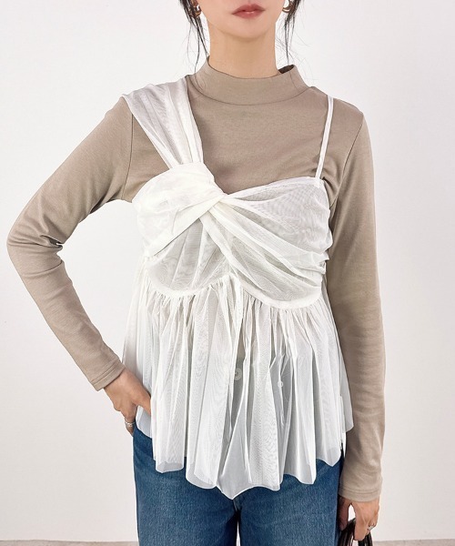 CLOTHY(クロシィ)の「【高すぎないハイネックで骨ストにも◎】コットン100%プチハイネック長袖Tシャツ(Tシャツ/カットソー・レディース・オフホワイト/ブラック/ネイビー/アイボリー/チャコールグレー/モカ/グレー・LARGE/MEDIUM/X-LARGE/XX-LARGE/SMALL)」の13枚目の写真