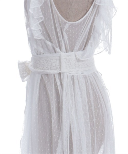 ま*め様 【3連休限定値下】Chalmiere ドットチュールエプロン 白 ホワ ドットチュールエプロン（ワンピース）｜Chalmiere（シャ