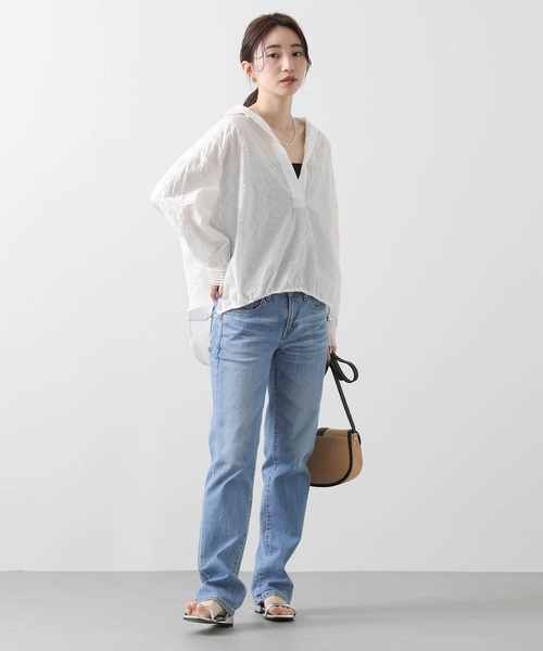 Gready Brilliant(グレディブリリアン)の「スキッパードロストシャツ(シャツ/ブラウス・レディース・オフホワイト/サックスブルー/ブラック・FREE)」の4枚目の写真