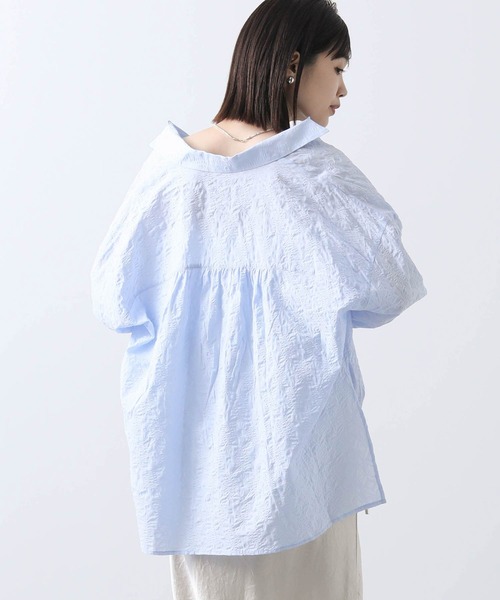 Gready Brilliant(グレディブリリアン)の「スキッパードロストシャツ(シャツ/ブラウス・レディース・オフホワイト/サックスブルー/ブラック・FREE)」の18枚目の写真