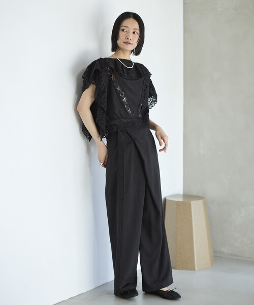 Firsthand（ファーストハンド）の「Firsthand/ファーストハンド リネンライク ラップパンツ / ワイドシルエット ラップパンツ（その他パンツ・レディース・ブラック/ベージュ・M/S）」の10枚目の写真