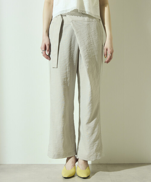 Firsthand（ファーストハンド）の「Firsthand/ファーストハンド リネンライク ラップパンツ / ワイドシルエット ラップパンツ（その他パンツ・レディース・ブラック/ベージュ・M/S）」の12枚目の写真