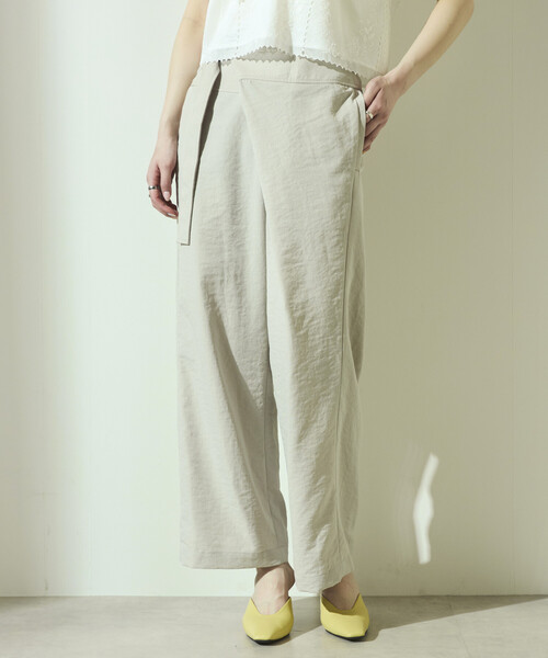 Firsthand（ファーストハンド）の「Firsthand/ファーストハンド リネンライク ラップパンツ / ワイドシルエット ラップパンツ（その他パンツ・レディース・ブラック/ベージュ・M/S）」の19枚目の写真