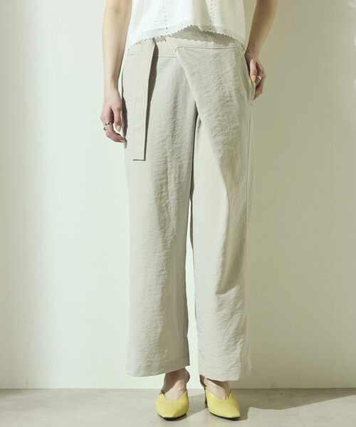 Firsthand（ファーストハンド）の「Firsthand/ファーストハンド リネンライク ラップパンツ / ワイドシルエット ラップパンツ（その他パンツ・レディース・ブラック/ベージュ・M/S）」の20枚目の写真