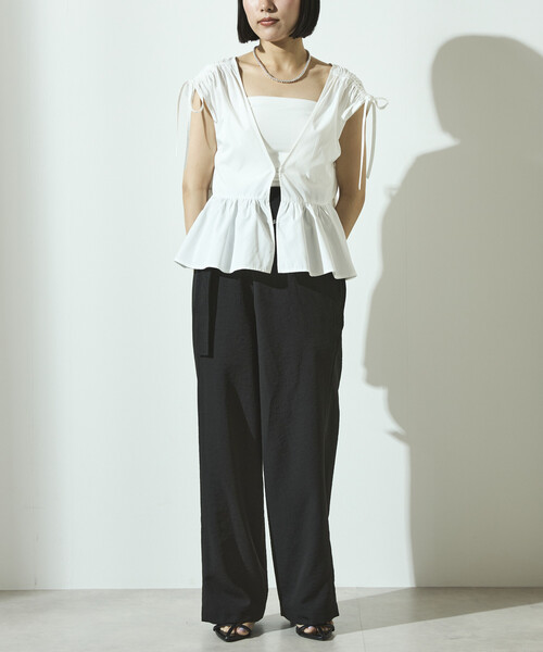 Firsthand(ファーストハンド)の「Firsthand/ファーストハンド リネンライク ラップパンツ / ワイドシルエット ラップパンツ(その他パンツ・レディース・ブラック/ベージュ・M/S)」の8枚目の写真