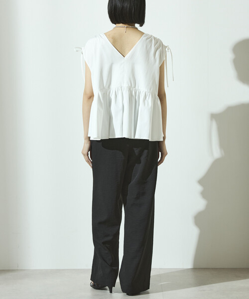 Firsthand(ファーストハンド)の「Firsthand/ファーストハンド リネンライク ラップパンツ / ワイドシルエット ラップパンツ(その他パンツ・レディース・ブラック/ベージュ・M/S)」の11枚目の写真