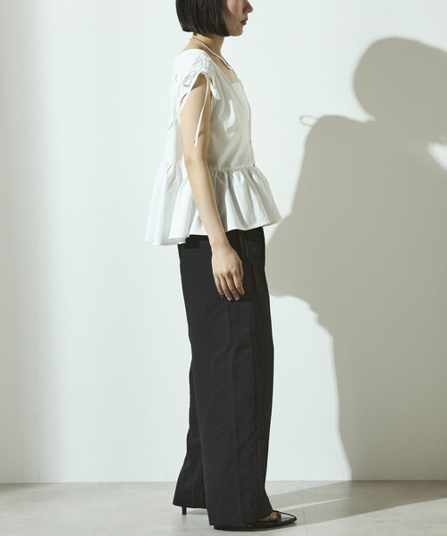 Firsthand(ファーストハンド)の「Firsthand/ファーストハンド リネンライク ラップパンツ / ワイドシルエット ラップパンツ(その他パンツ・レディース・ブラック/ベージュ・M/S)」の12枚目の写真