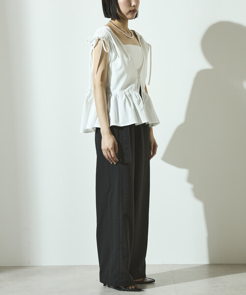 Firsthand(ファーストハンド)の「Firsthand/ファーストハンド リネンライク ラップパンツ / ワイドシルエット ラップパンツ(その他パンツ・レディース・ブラック/ベージュ・M/S)」の13枚目の写真