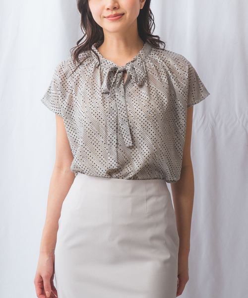 NARACAMICIE（ナラカミーチェ）の「【NARACAMICIE】JQドットコンビカットソー（Tシャツ/カットソー・レディース・ブラウン/ネイビー・M/XL）」の2枚目の写真