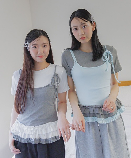 3.3 Field Trip (3.3フィールドトリップ)の「3.3 Field Trip/フリルキャミドッキングT(Tシャツ/カットソー・レディース・ホワイト/ブラック/グレー・FREE)」の8枚目の写真