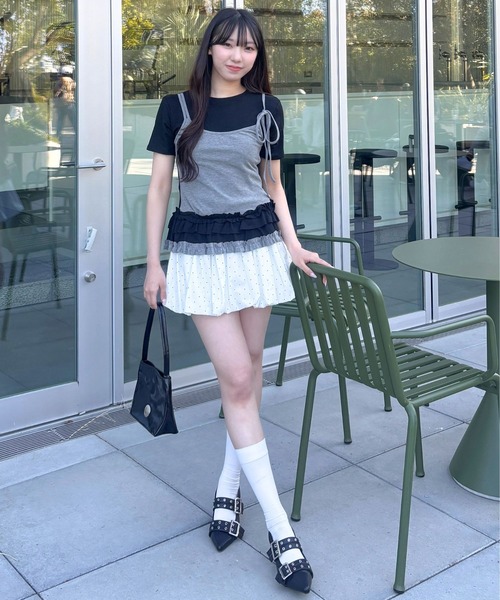 3.3 Field Trip (3.3フィールドトリップ)の「3.3 Field Trip/フリルキャミドッキングT(Tシャツ/カットソー・レディース・ホワイト/ブラック/グレー・FREE)」の13枚目の写真