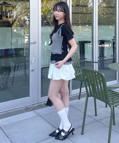 3.3 Field Trip (3.3フィールドトリップ)の「3.3 Field Trip/フリルキャミドッキングT(Tシャツ/カットソー・レディース・ホワイト/ブラック/グレー・FREE)」の15枚目の写真