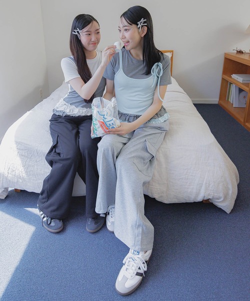 3.3 Field Trip (3.3フィールドトリップ)の「3.3 Field Trip/フリルキャミドッキングT(Tシャツ/カットソー・レディース・ホワイト/ブラック/グレー・FREE)」の5枚目の写真